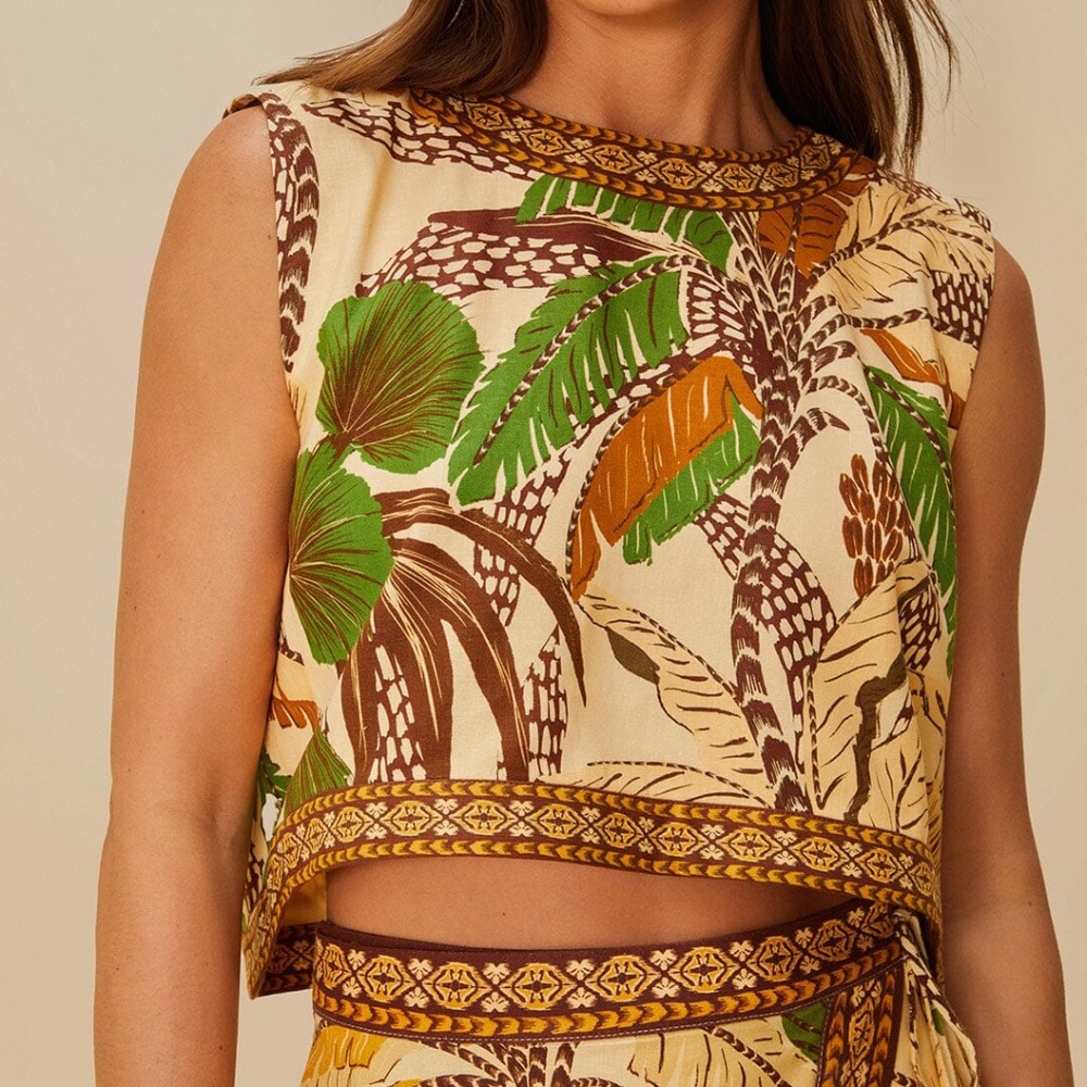 FARM RIO SAND FOLIAGE SKETCH BLOUSE NWT - Picture 3 of 10